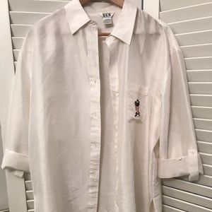 100% silk button down shirt